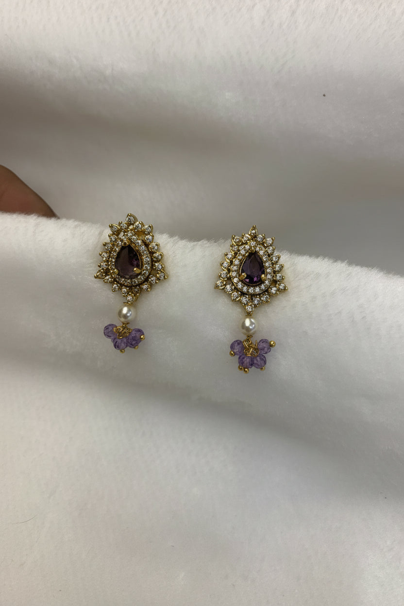 Elegant Lavender Multi-Strand Beaded Necklace Set with Earrings